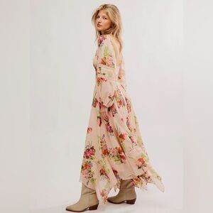 Free People Morning Glory Maxi Dress in Tea Combo size Medium NWT
